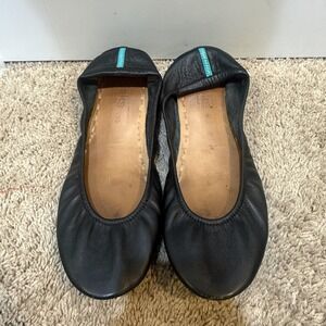 Tieks Shoes Womens Size 10 Black Leather Ballet Flats Round Toe Comfort